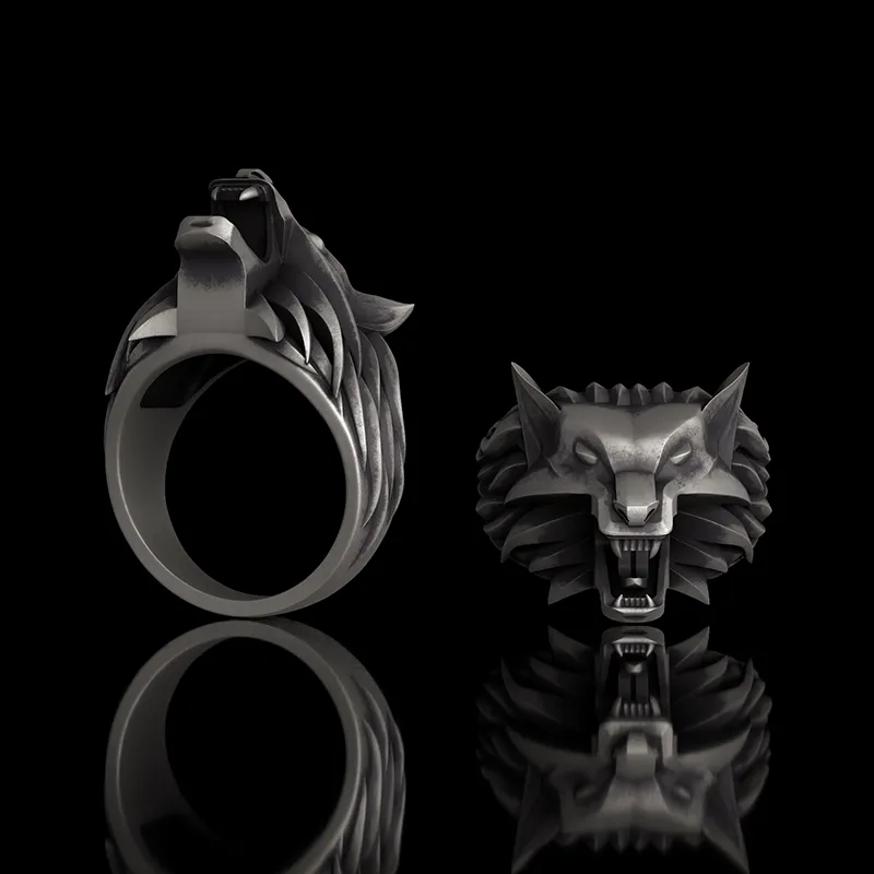 Witcher Wolf Head Sterling Silver Animal Ring sold by GTHIC