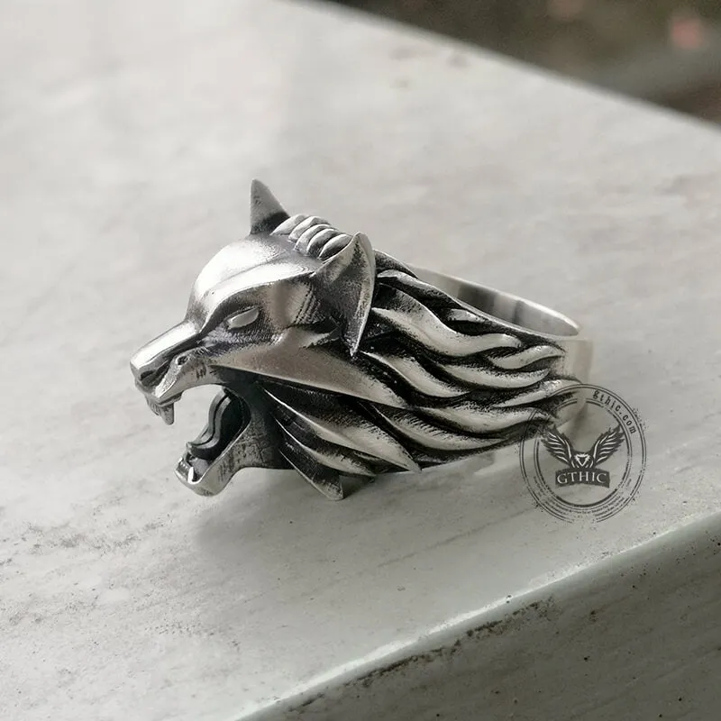 Witcher Wolf Head Sterling Silver Animal Ring sold by GTHIC product image thumbnail 4
