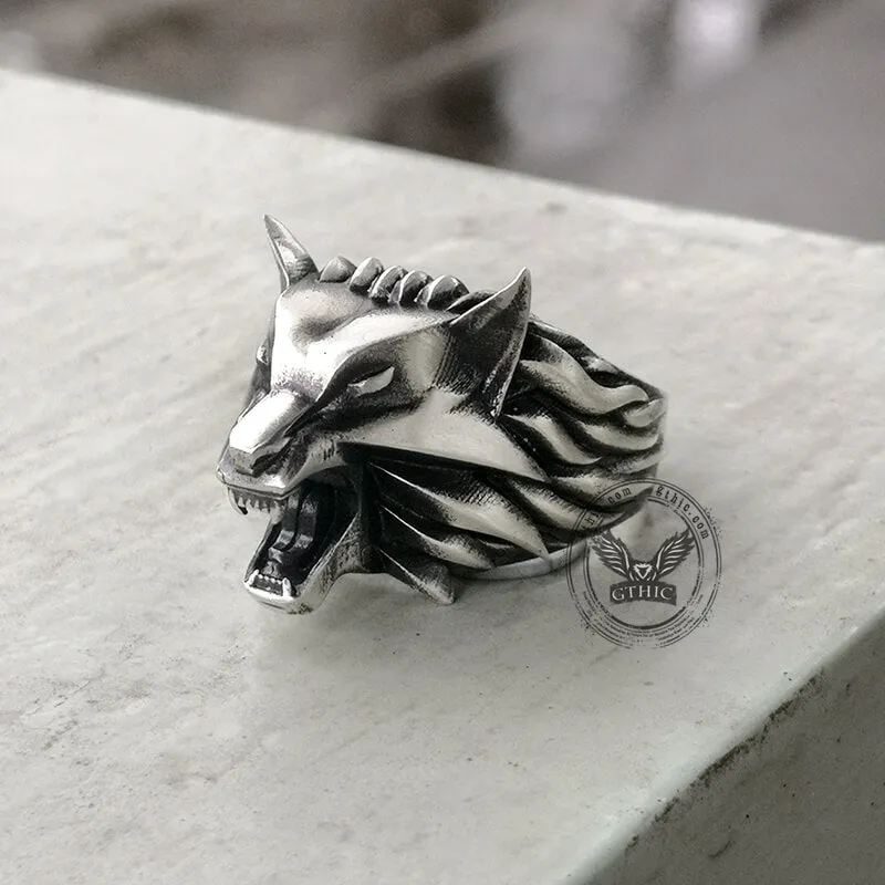 Witcher Wolf Head Sterling Silver Animal Ring sold by GTHIC product image thumbnail 2