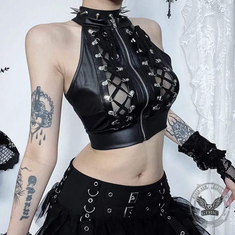 Beer Buckle Strap Punk Crop Top sold by GTHIC product image thumbnail 2