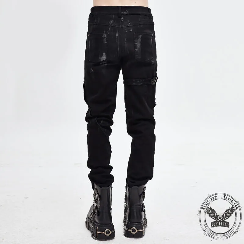 Men's Black Lace Up Slim Fit Pencil Pants sold by GTHIC product image thumbnail 3