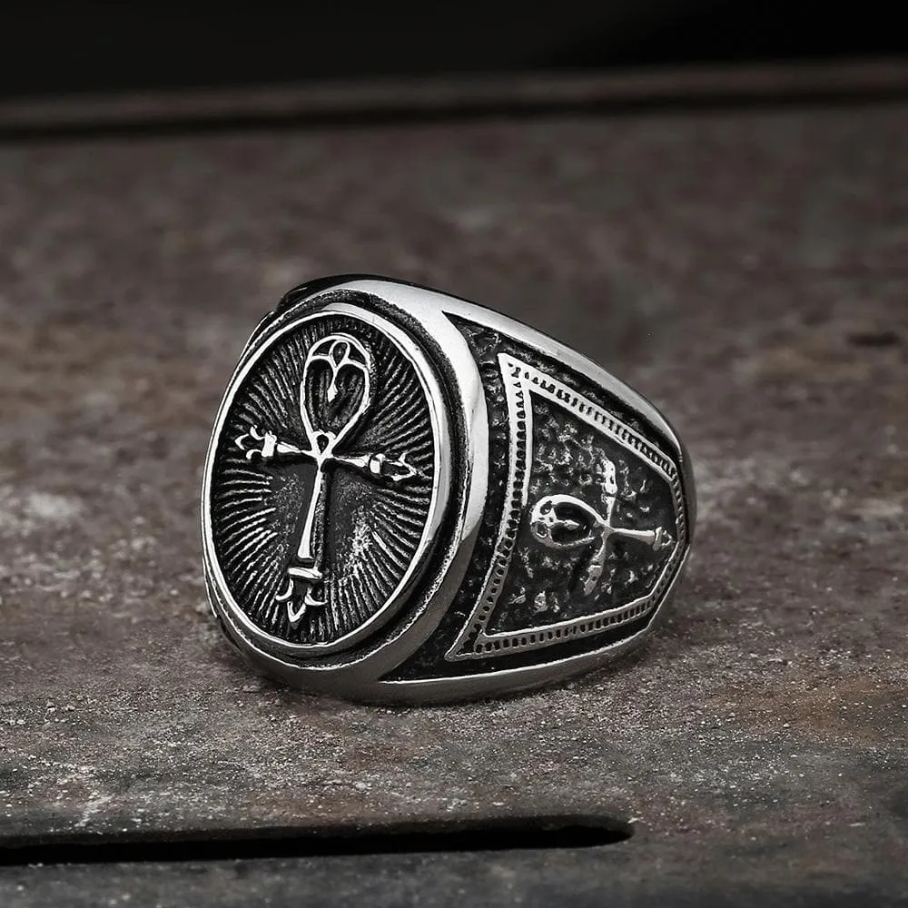 Ankh Key of Life Stainless Steel Egyptian Ring sold by GTHIC