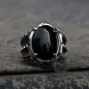 Black Agate Stainless Steel Punk Gothic Ring sold by GTHIC