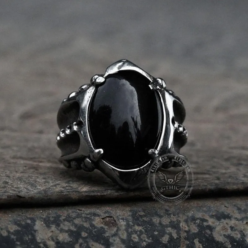 Black Agate Stainless Steel Punk Gothic Ring sold by GTHIC