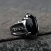 Black Agate Stainless Steel Punk Gothic Ring sold by GTHIC