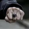 Black Agate Stainless Steel Punk Gothic Ring sold by GTHIC