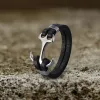 Black Leather Anchor Stainless Steel Marine Bracelet sold by GTHIC