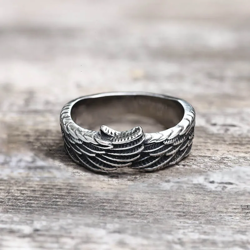 Hugging Angel Wing Stainless Steel Ring sold by GTHIC