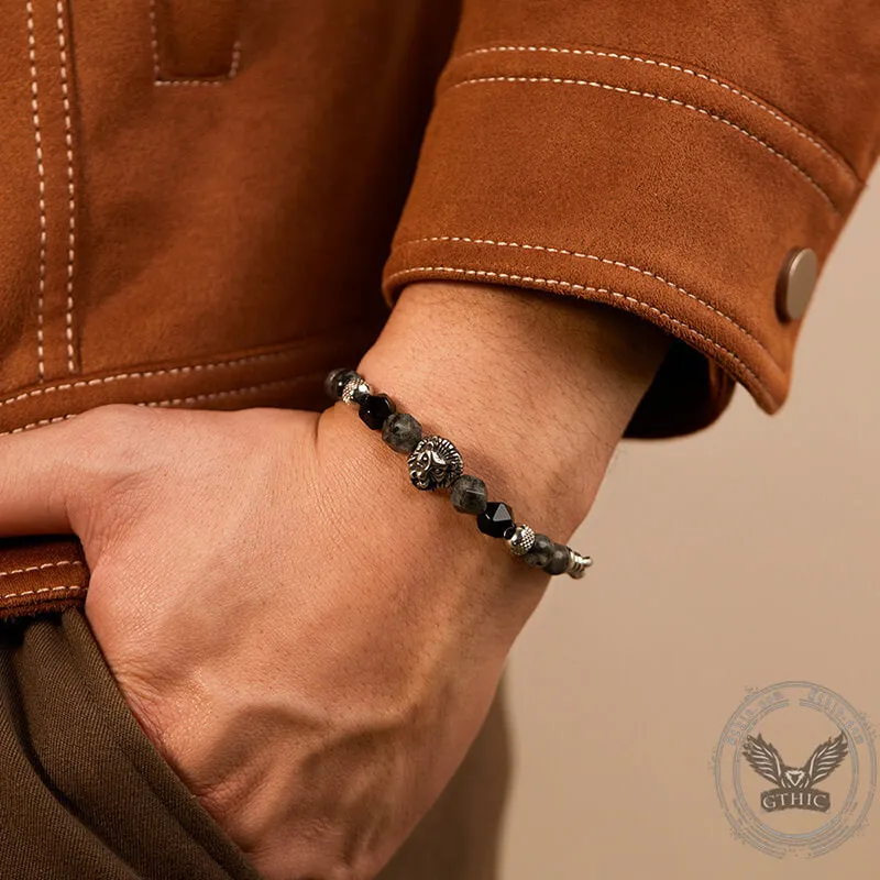 Punk Lion Stainless Steel Stone Beaded Bracelet sold by GTHIC product image thumbnail 2