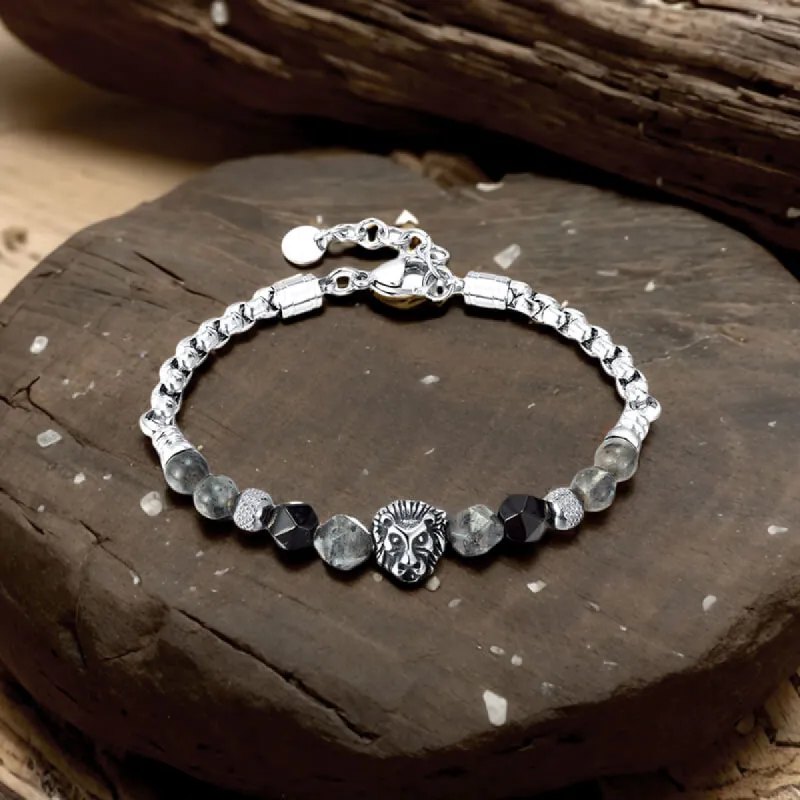 Punk Lion Stainless Steel Stone Beaded Bracelet sold by GTHIC