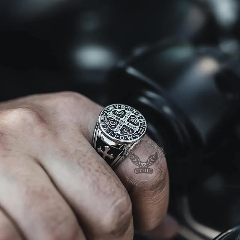 St. Benedict Stainless Steel Cross Ring sold by GTHIC product image thumbnail 3