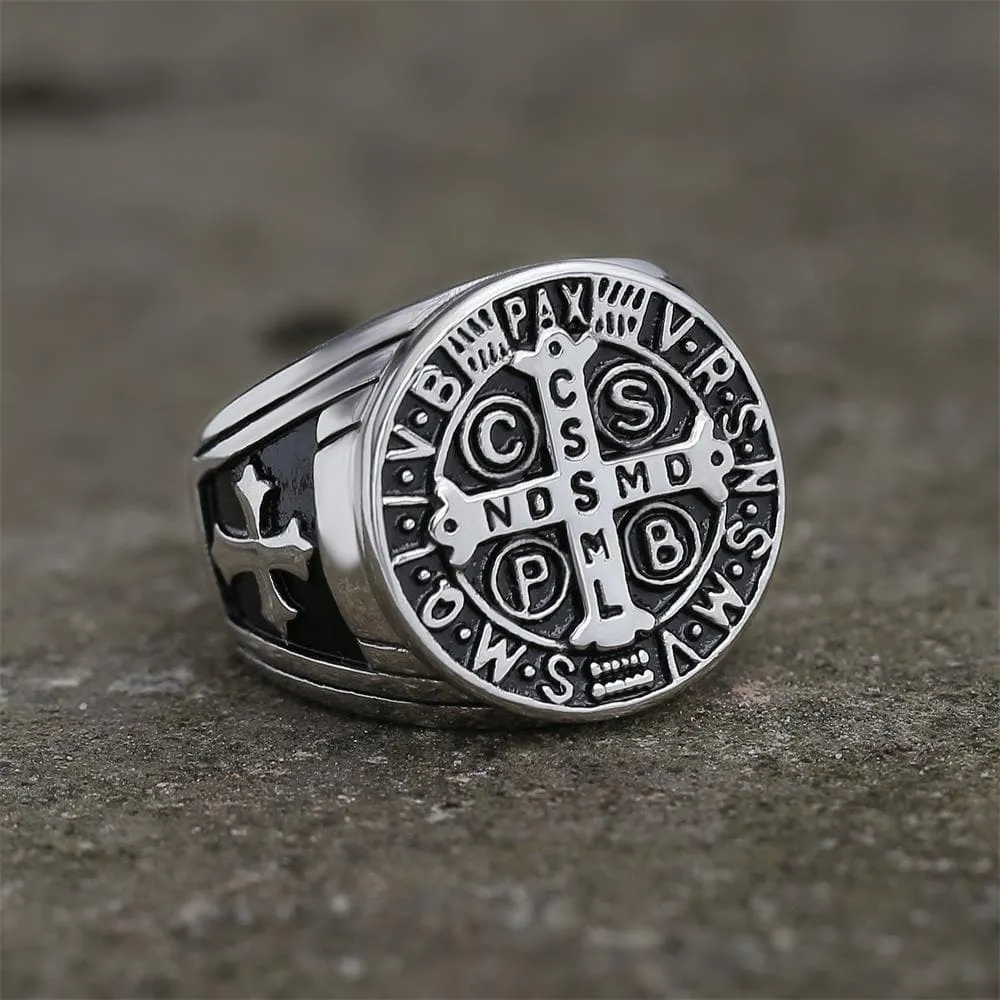St. Benedict Stainless Steel Cross Ring sold by GTHIC product image thumbnail 5