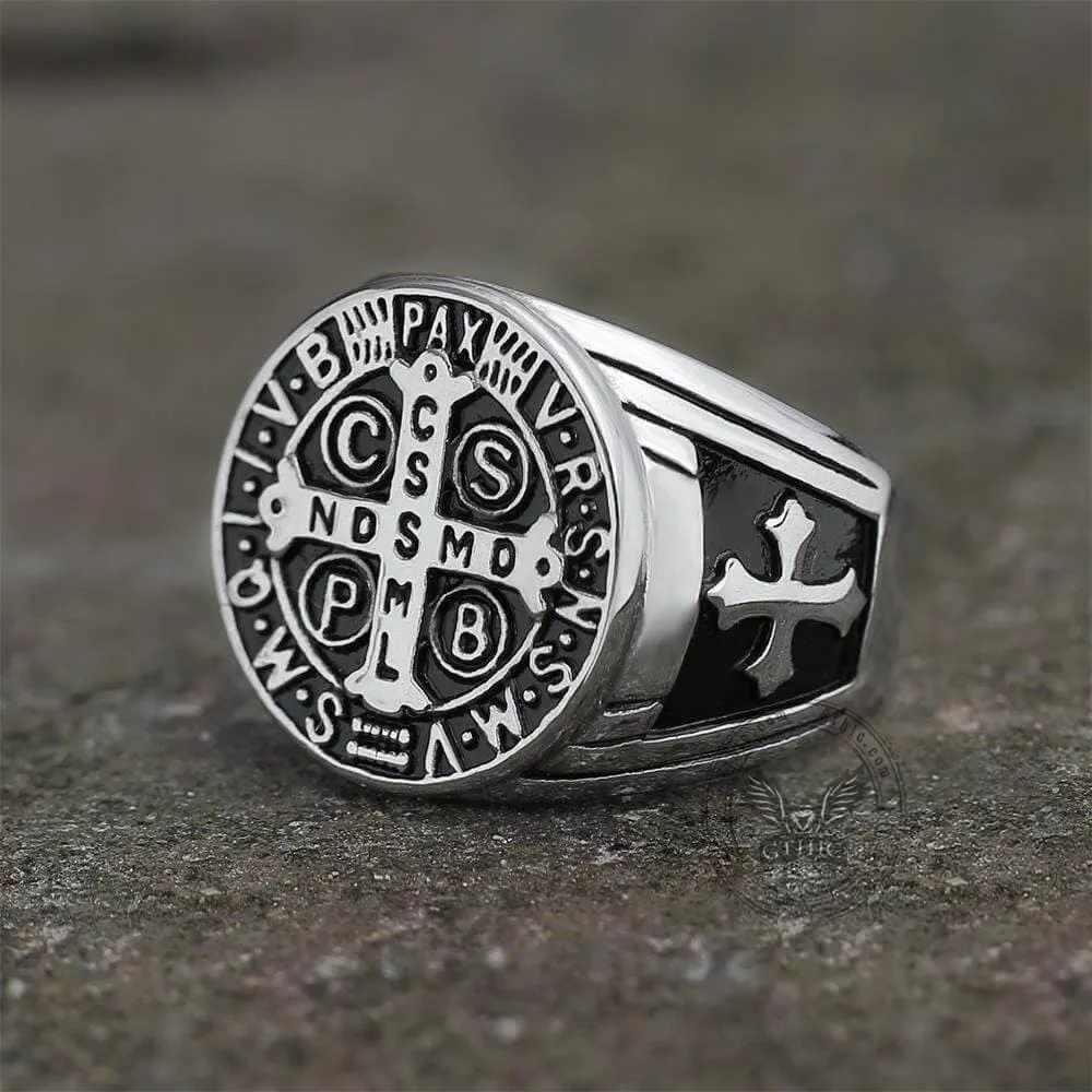 St. Benedict Stainless Steel Cross Ring sold by GTHIC