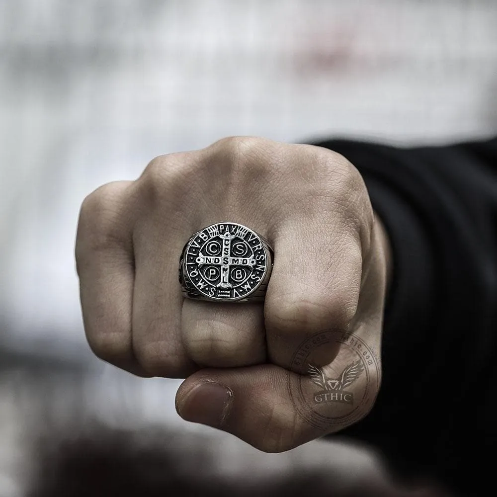 St. Benedict Stainless Steel Cross Ring sold by GTHIC product image thumbnail 2