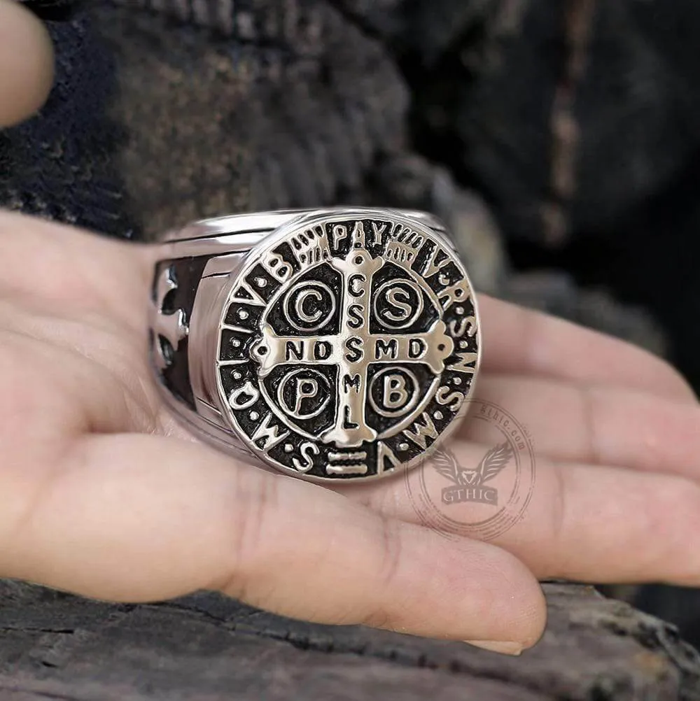 St. Benedict Stainless Steel Cross Ring sold by GTHIC product image thumbnail 4
