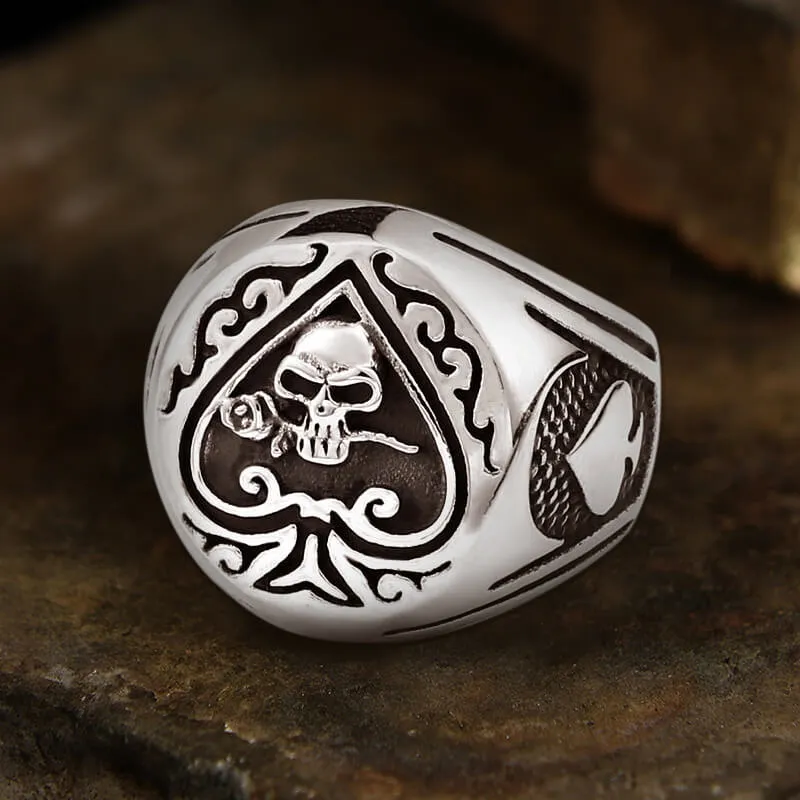 Spades Skull Stainless Steel Ring sold by GTHIC