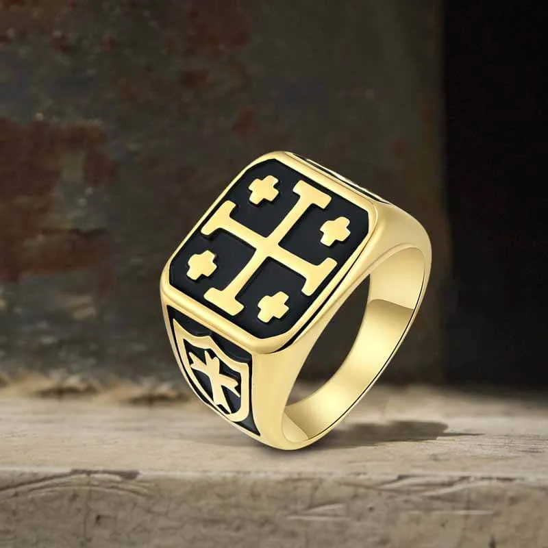Vintage Jerusalem Cross Stainless Steel Christian Ring sold by GTHIC product image thumbnail 4