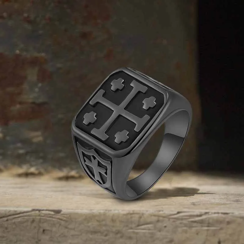 Vintage Jerusalem Cross Stainless Steel Christian Ring sold by GTHIC product image thumbnail 5