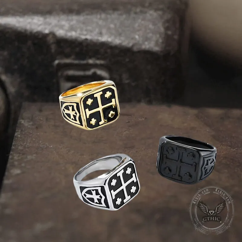 Vintage Jerusalem Cross Stainless Steel Christian Ring sold by GTHIC