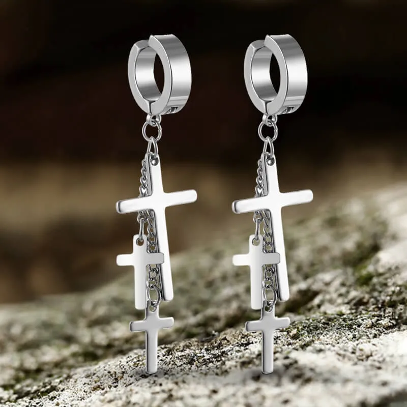 Cross Stainless Steel Clip Hoop Earring sold by GTHIC product image thumbnail 3