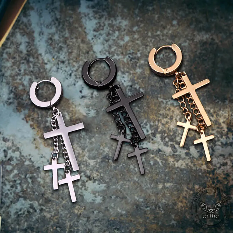 Cross Stainless Steel Clip Hoop Earring sold by GTHIC