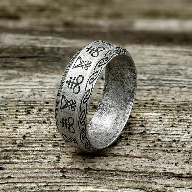 Leviathan Cross Lucifer Sigil Stainless Steel Ring sold by GTHIC