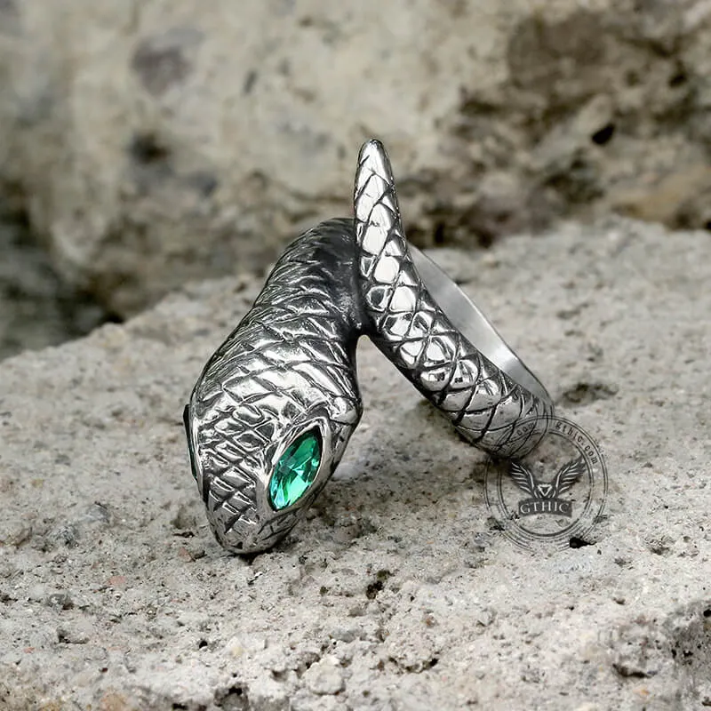 Punk Green-Eyed Snake Stainless Steel Animal Ring sold by GTHIC product image thumbnail 5