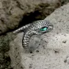 Punk Green-Eyed Snake Stainless Steel Animal Ring sold by GTHIC