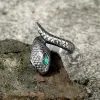 Punk Green-Eyed Snake Stainless Steel Animal Ring sold by GTHIC