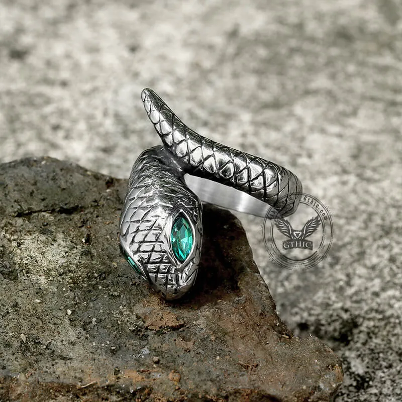 Punk Green-Eyed Snake Stainless Steel Animal Ring sold by GTHIC product image thumbnail 4