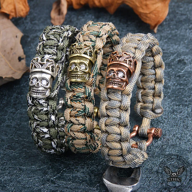 Skull King Crown Alloy Paracord Bracelet sold by GTHIC