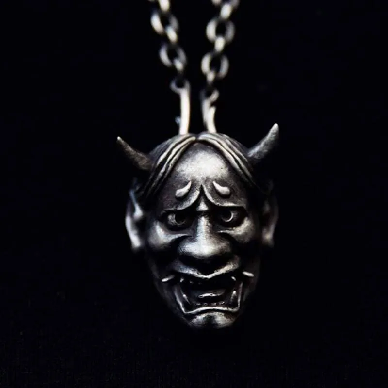 Japanese Oni Demon Sterling Silver Skull Pendant sold by GTHIC product image thumbnail 2