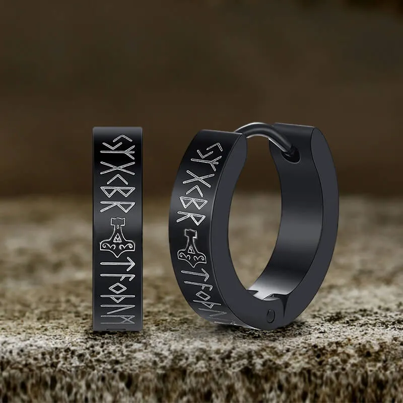 Viking Runes Stainless Steel Huggie Earrings sold by GTHIC product image thumbnail 4