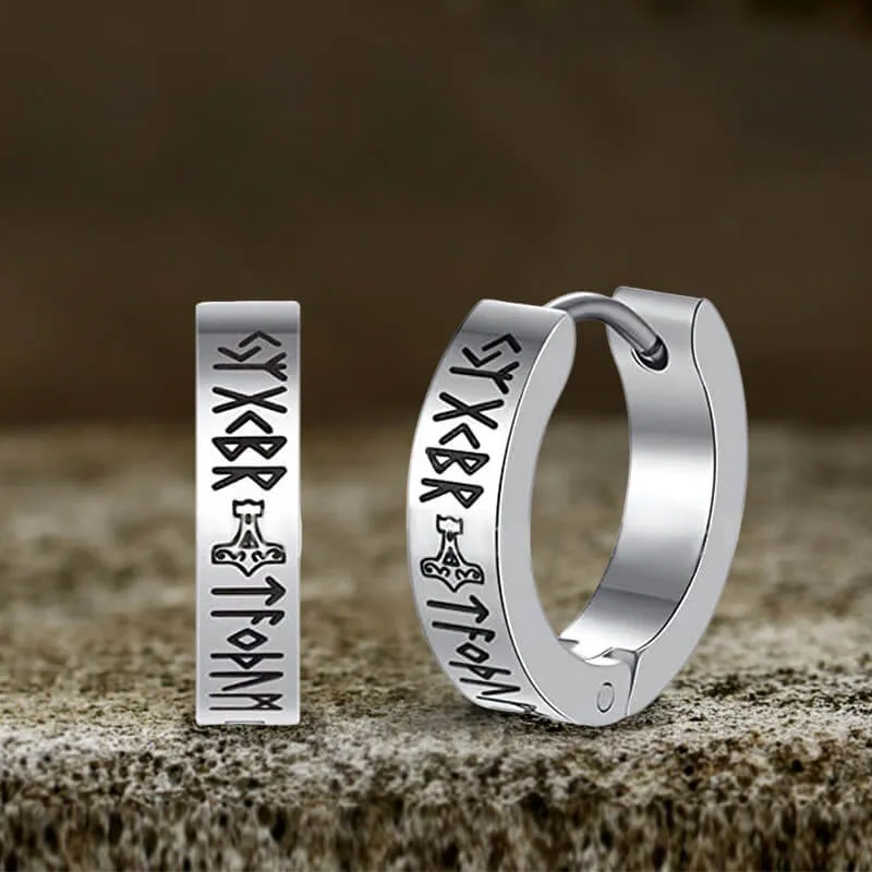 Viking Runes Stainless Steel Huggie Earrings sold by GTHIC