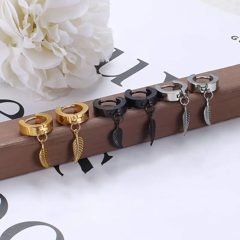 Feather Stainless Steel Hoop Earrings sold by GTHIC