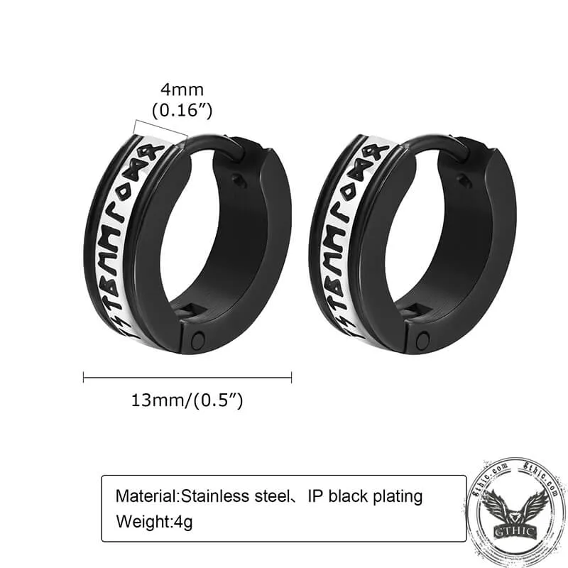 Two-tone Viking Runes Stainless Steel Hoop Earrings sold by GTHIC product image thumbnail 4