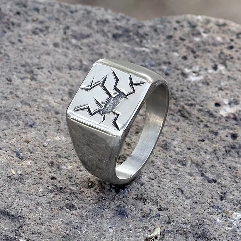 Cracked Pattern Stainless Steel Square Ring sold by GTHIC