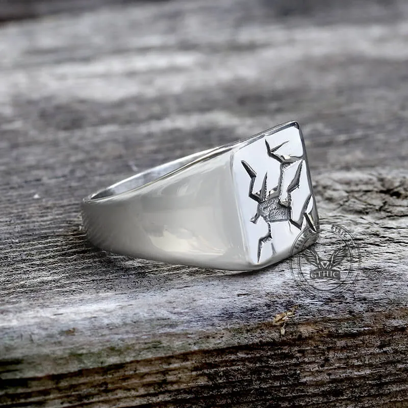 Cracked Pattern Stainless Steel Square Ring sold by GTHIC product image thumbnail 3