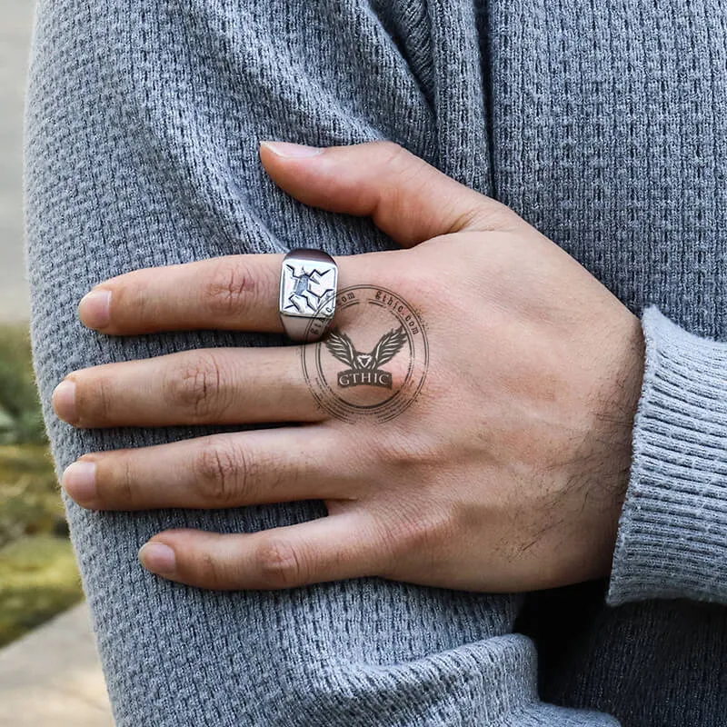 Cracked Pattern Stainless Steel Square Ring sold by GTHIC product image thumbnail 2