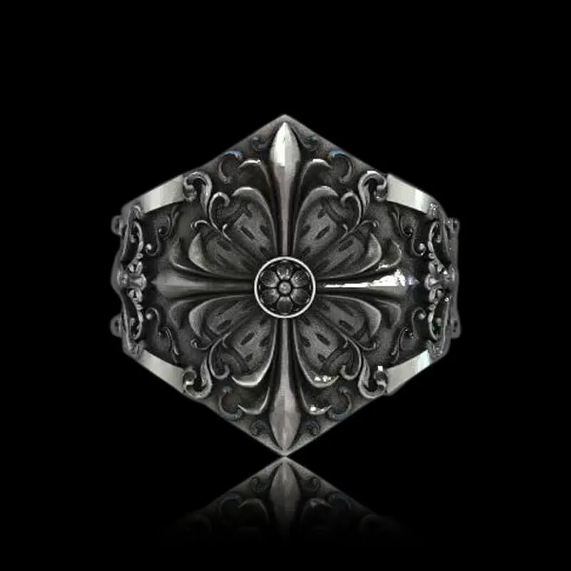 Gothic Pattern Sterling Silver Open Ring sold by GTHIC