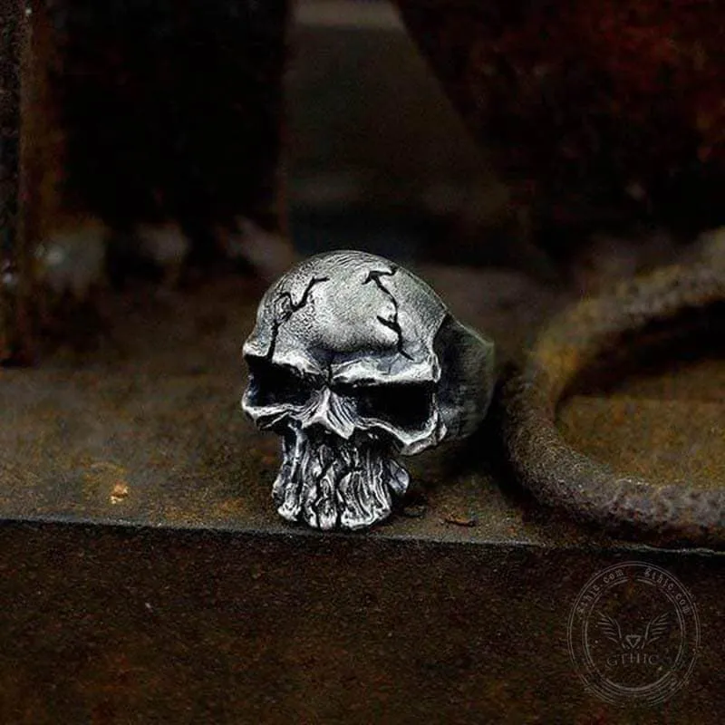 Dark Crack Sterling Silver Skull Ring sold by GTHIC product image thumbnail 3