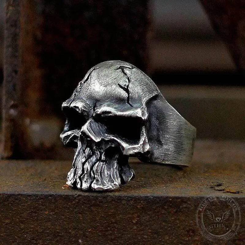 Dark Crack Sterling Silver Skull Ring sold by GTHIC
