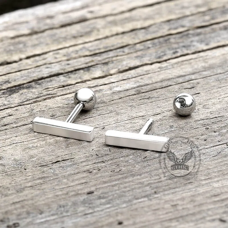 Minimalist Tiny Bar Stainless Steel Screw Back Earrings sold by GTHIC product image thumbnail 3
