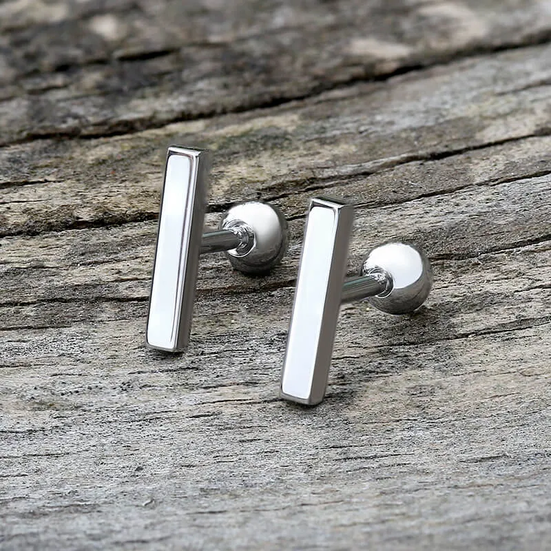 Minimalist Tiny Bar Stainless Steel Screw Back Earrings sold by GTHIC