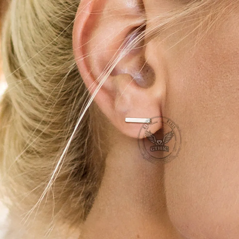 Minimalist Tiny Bar Stainless Steel Screw Back Earrings sold by GTHIC product image thumbnail 2