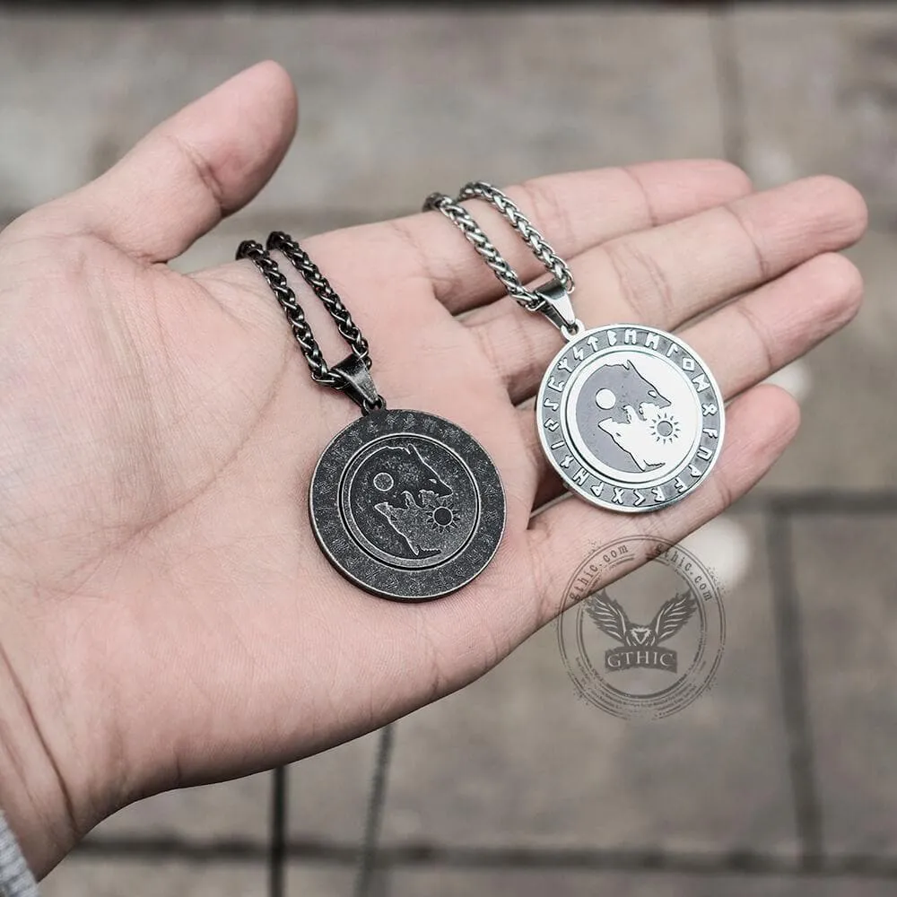 Rotatable Skoll and Hati Wolf Runes Stainless Steel Pendant sold by GTHIC product image thumbnail 2