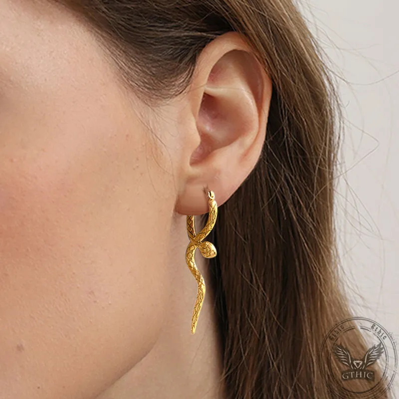 Vintage Curled Snake Stainless Steel Stud Earrings sold by GTHIC product image thumbnail 3