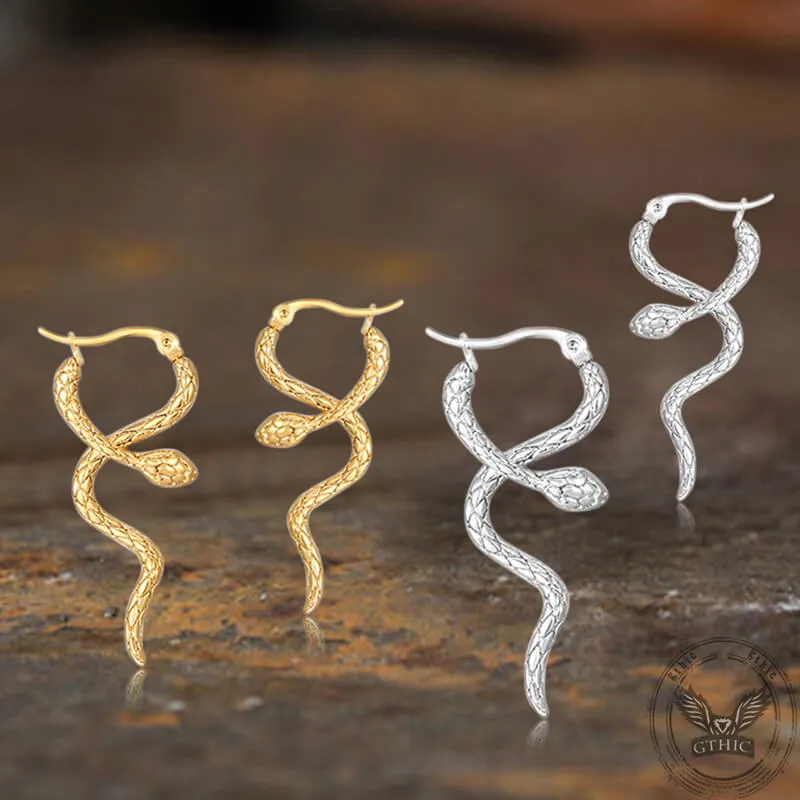 Vintage Curled Snake Stainless Steel Stud Earrings sold by GTHIC