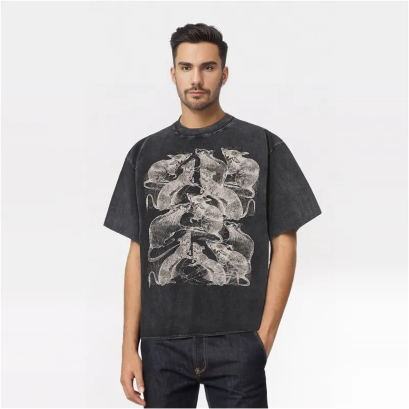 Vintage Washed Rat Print Short Sleeve T-shirt sold by GTHIC product image thumbnail 2