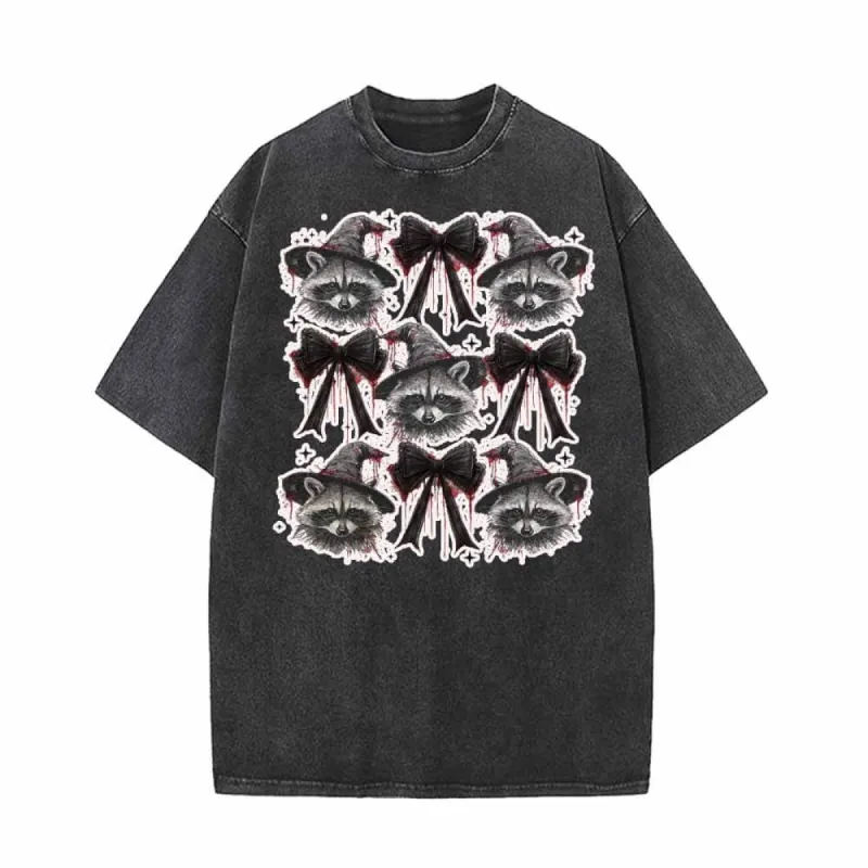 Scary Wizard Hat Raccoon Vintage Washed T-shirt made by GTHIC